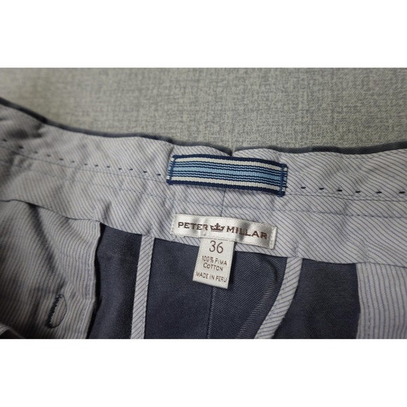 Peter Millar Chino Pants Mens 36x30 Blue Pima Cotton Straight Golf Preppy - Picture 9 of 10